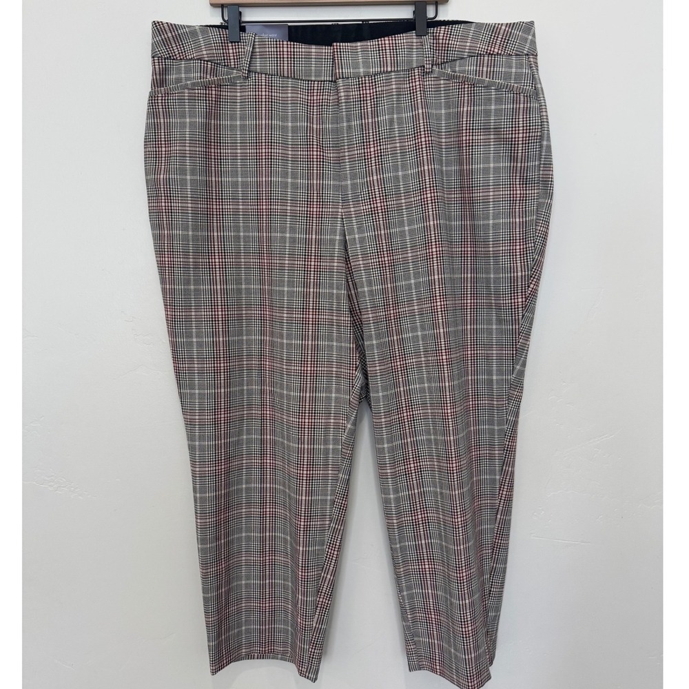 NWT Ava & Viv Plus Size 22 Plaid High Rise Ankle Pants Comfort Stretch Fall Work
